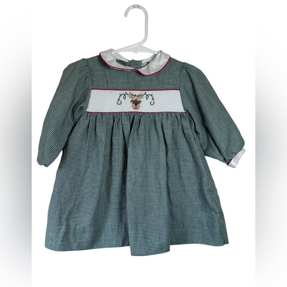 Petit Ami Reindeer Smocked Long Sleeve Dress Size 9mo Christmas Holiday Preppy - Picture 1 of 5